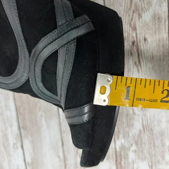 Via Spiga SIZE 10 Black Suede Platform 5” Heels Leather Booties - Picture 11 of 12